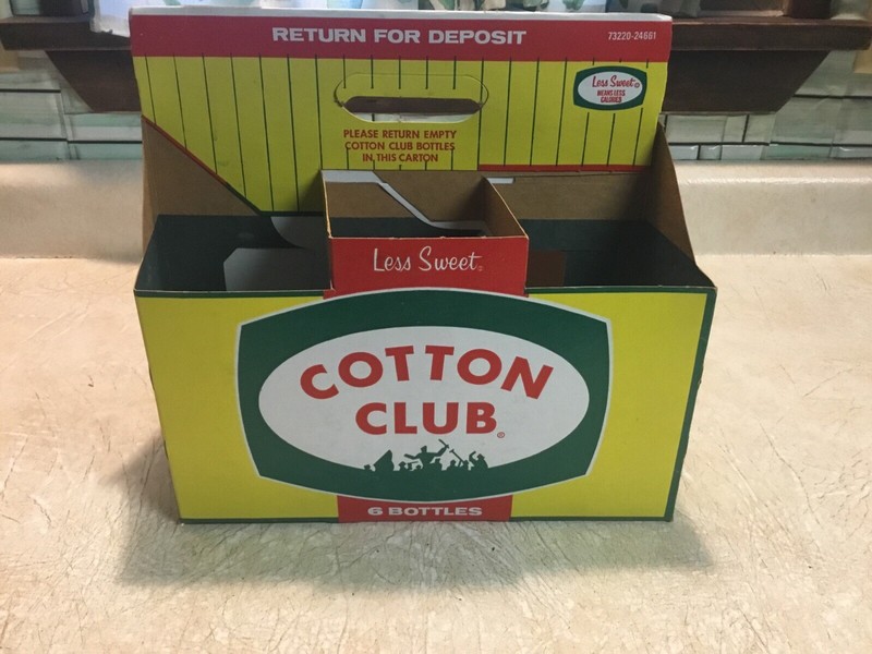 Vintage Cotton Club Cardboard 6 Pack Bottle Carrier Green Yellow Red Rare