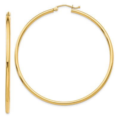 Real 10kt Yellow Gold Polished 2mm Tube Hoop Earrings