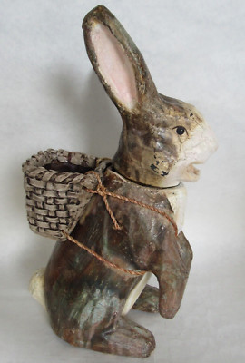 Vtg Bethany Lowe Easter Candy Container Bunny Rabbit with Basket **READ**