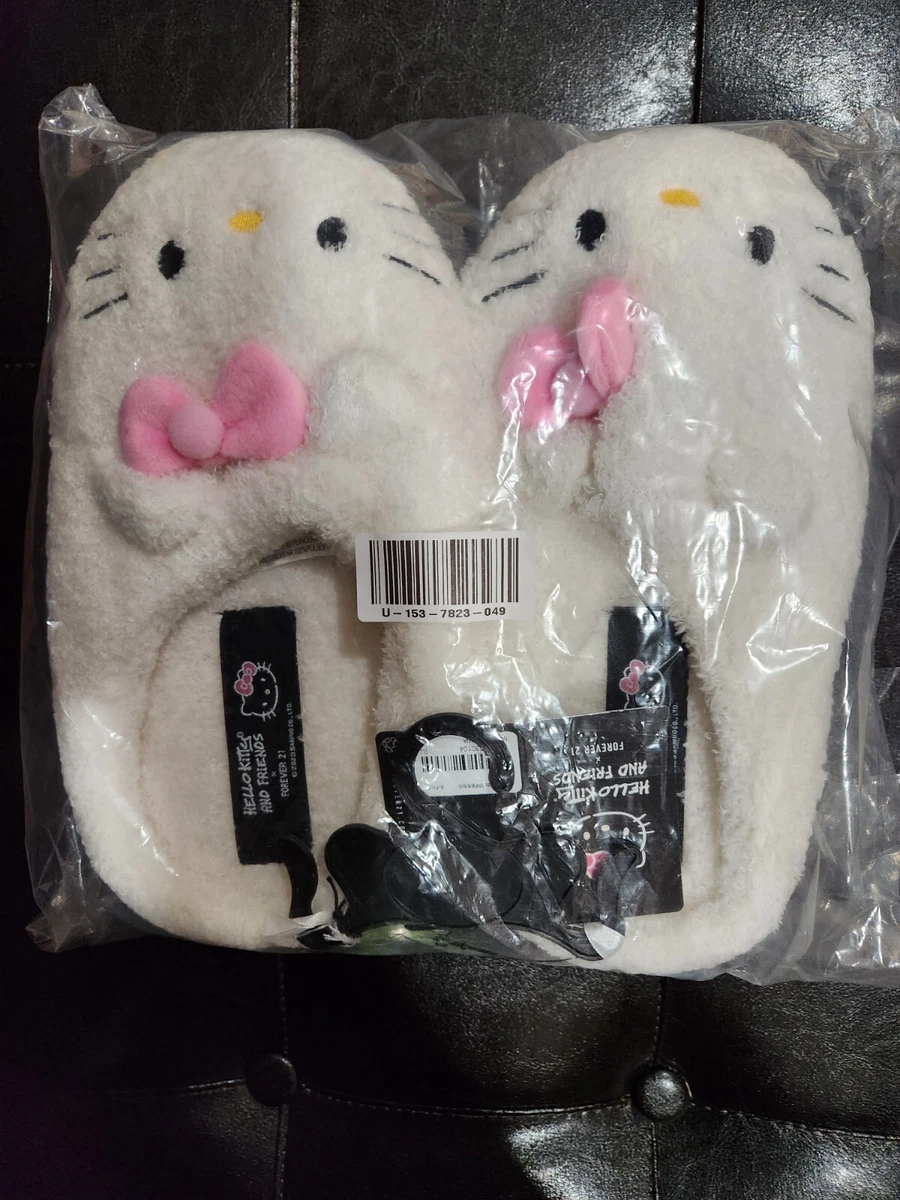 NEW HELLO KITTY PLUSH HOUSE SLIPPERS WOMEN ADULT SIZE LARGE NWT SEALED