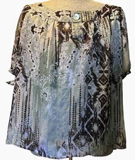 DRESSBARN Shirt Woman Plus Size 22/24 Short Sleeve Lightweight Tie-Dye Blouse