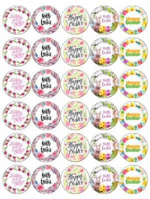 30 x Frohe Ostern Hasen Essbare Oblate Papier Cupcake Topper Fee Tortenaufleger
