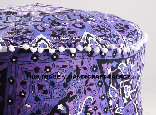 24" Star Mandala Round Tapestry Indian Pouf Ottoman Foot Stool Moroccan Pouf - Foto 2 di 5