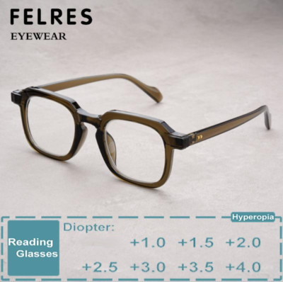 Square Clear Lens Reading Glasses For Men Women Retro Single Focus Readers