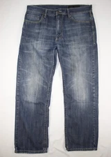 T.K. Axel Jeans Men's 34x30 Treadwell Relaxed Straight Leg Distressed Dark Wash