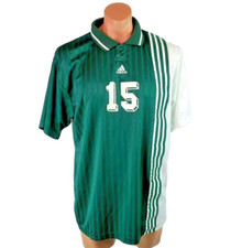 VTG adidas Shiny Futbol Soccer Training Jersey USA MADE XL Polo Green White #15