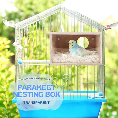 Wooden Bird Nesting Box with Perch for Parakeet Cockatiel Budgie