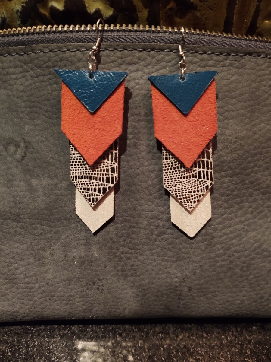 Artisan Italian Leather and Suede Hypoallergenic Earrings  display picture 3
