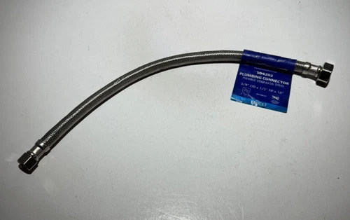 JONES STEPHENS Faucet, 3/8"x1/2", Connection, Flex, SS, 16" ODxFIP S04202 - Picture 2 of 5