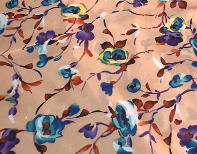 Peach Multicolor Printed georgette Fabric 60  Width Sold By The Yard
