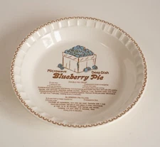 Royal China BLUEBERRY PIE Recipe Deep Dish Microwave 11" Country Harvest 1980s