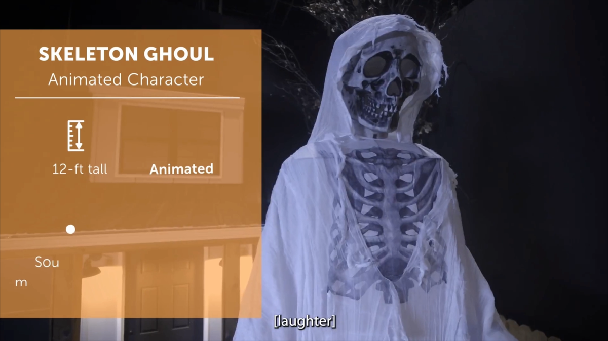 GIANT 12 Ft. SKELETON GHOUL ANIMATRONIC LED HALLOWEEN PROP