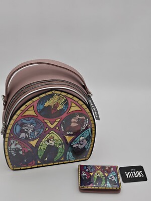 Disney Villains Stained Glass Style Mini Backpack With Matching Wallet Bioworld