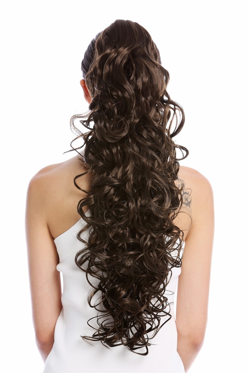 WIG ME UP Haarteil – Gelockter Zopf/Pferdeschwanz, Dunkelbraun (3), 65 Cm, Mit Butterfly-Klammer