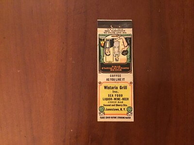 Vintage Wistaria Grill Jamestown New York Matchbook Cover