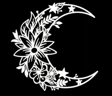 Moon Floral Flowers 5" Vinyl Decals Car Truck Laptop Tablet Notebook Windows