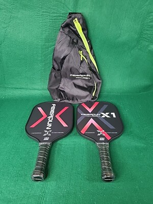 New FEIERDUN X1 Black Red Pickleball Paddles Set of 2 w Bag - Polypropylene Core