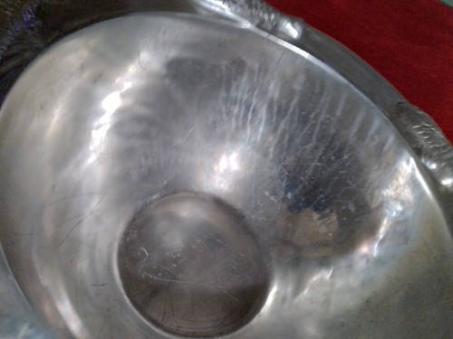 VINTAGE Cast ALUMINUM Figural Metal FISH FORK & SPOON SALAD BOWL SERVING SET - Picture 3 of 6