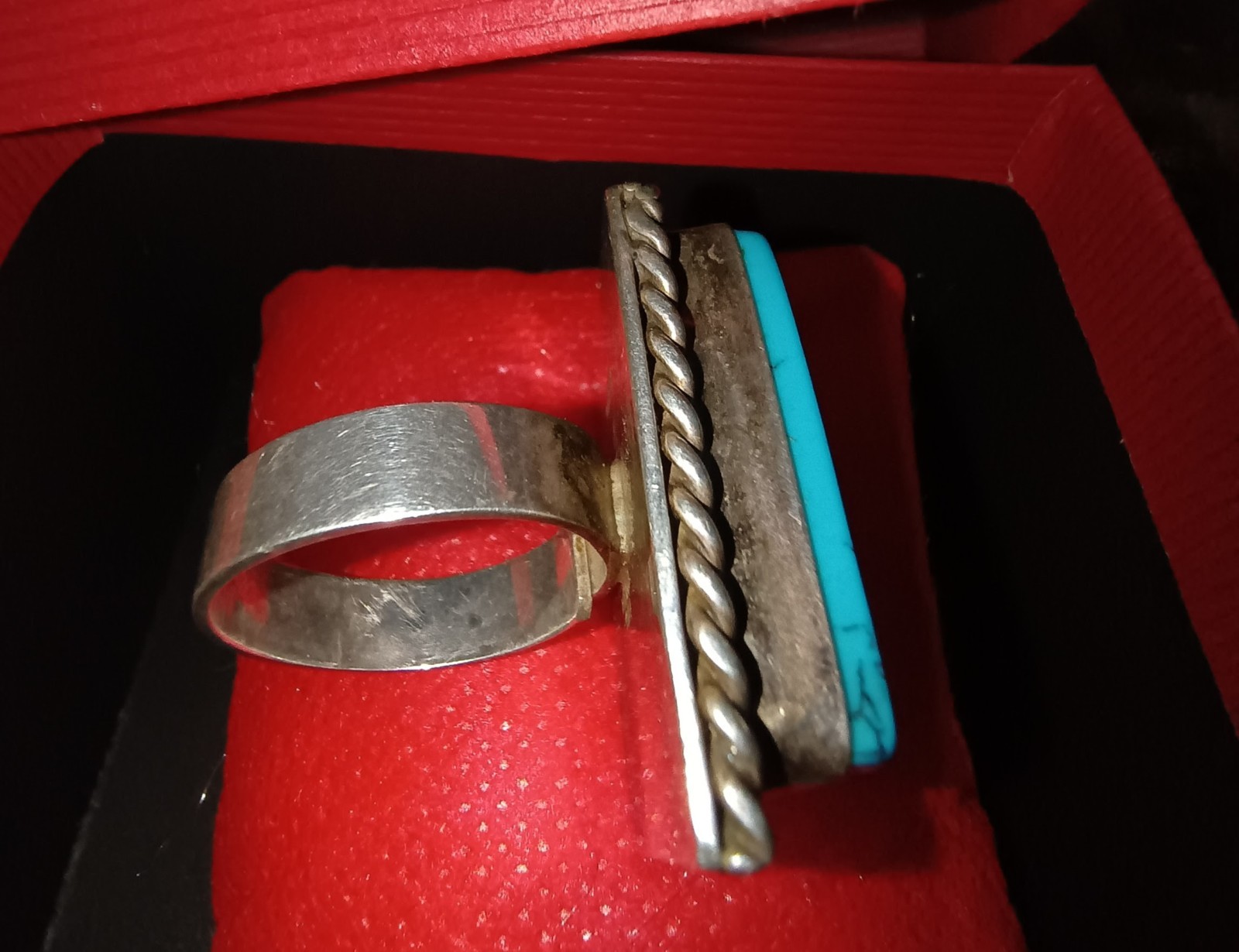 Large adjustable Texaco Sterling Silver Ring  Tur… - image 6