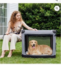 36-Inch Collapsible Dog Crate, Soft Foldable Pet Kennel with 3-Door Mesh.