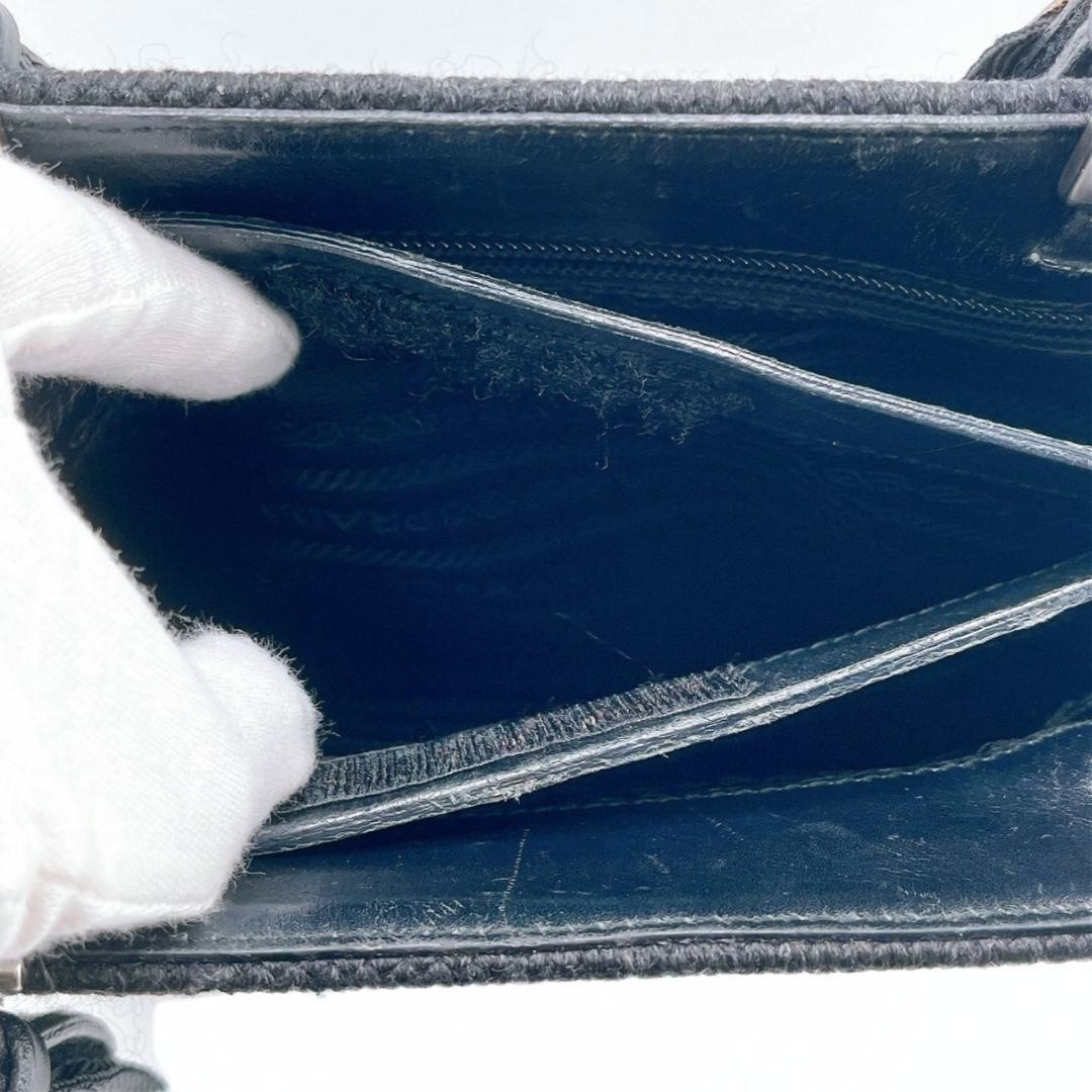 PRADA Wool Tote Bag Vintage Black Triangle Logo thumbnail 12