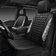 Diamond Leather Car Seat Covers For 2 Front Interiors Waterproof Glitter Sparkly