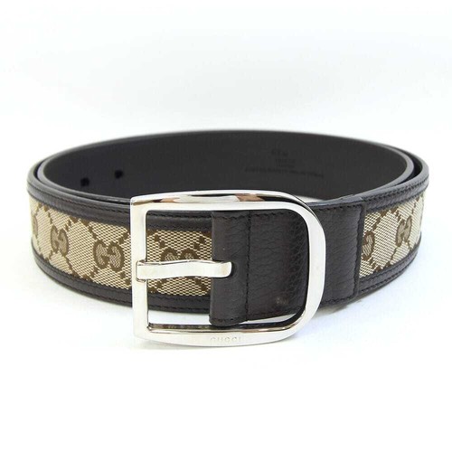 Gucci Belt Authentic GG Canvas Leather Size 100 40 From Japan Fashion