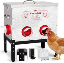 Automatic Chicken Feeder 40LB - 6 Gravity-Fed Chicken Feeders Reduce Waste, Adju