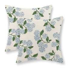 Blue Floral Pillow Covers 16x16 Set of 2 Spring 16" x 16" Pack of 2 Hydrangea