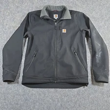 Carhartt Soft Shell Rain Wind Jacket Black Men’s Size Medium Work Gear *Flaws*
