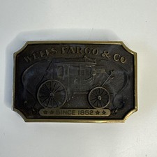 Wells Fargo & Co - Stagecoach - Since 1852 - Vintage - 1973 Belt Buckle - BRASS