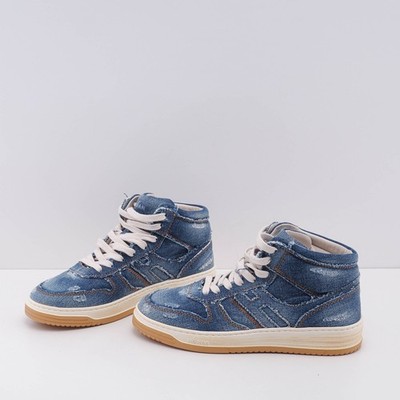 Hogan Herren Blau Sneaker H630 Basket Jeans Größe 42 EU 8 UK 9,5 US