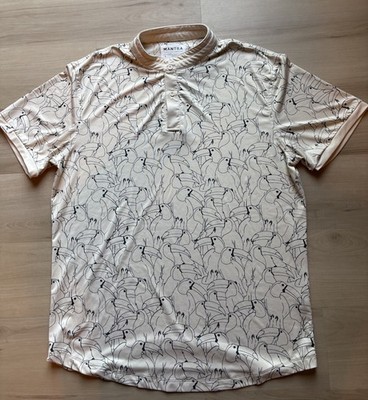 Mantra Golf Polo White Mens Large Blade Collar Toucans All Over Stretch Athletic