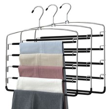 Pants Hangers 3 Pieces,5 Tier Closet Organizers and Storage 3 Piece, Black 
