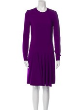 2013 Fall Winter Stella McCartney Purple Oleg Fluted Stretch Cady Dress US4 IT40