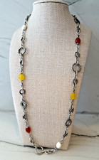 John Hardy Sterling Silver Chalcedony, Quartz & Agate Bead Station Necklace 24"