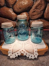 blue mason jar set zinc lids