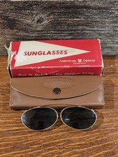 Vintage 1940s - 1960s American Optical Clip-On Sunglasses w/ Case Made In USA