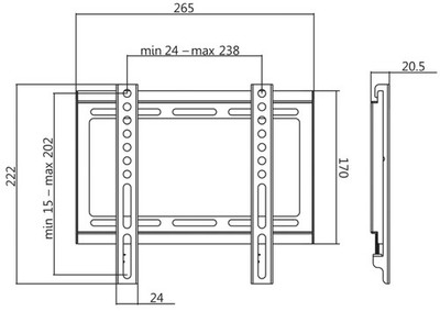 LogiLink TV-Wandhalterung, flach, für 58,42 - 106,68 cm