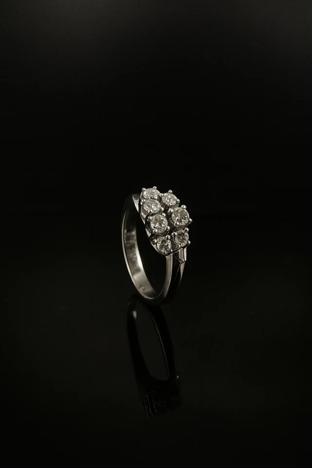 585  Gold Ring mit Diamanten 0,30 Karat  Diamantring in 18Kt Weißgold Gr 2,9 💍 - Bild 4 von 4