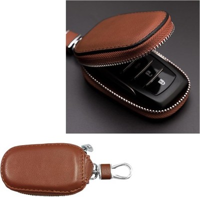 Brown Car Key Fob Cover Case with Metal Hook, Smart Key Protector Color: Brown