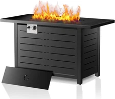 43 Inch Propane Fire Pit Table, 3-in-1 Multi-Use 50,000 BTU Square Gas Fire Pit 