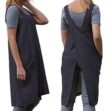 Women's Practical Cross Back Pinafore Apron with Large Pockets Home Kitchen,Rest