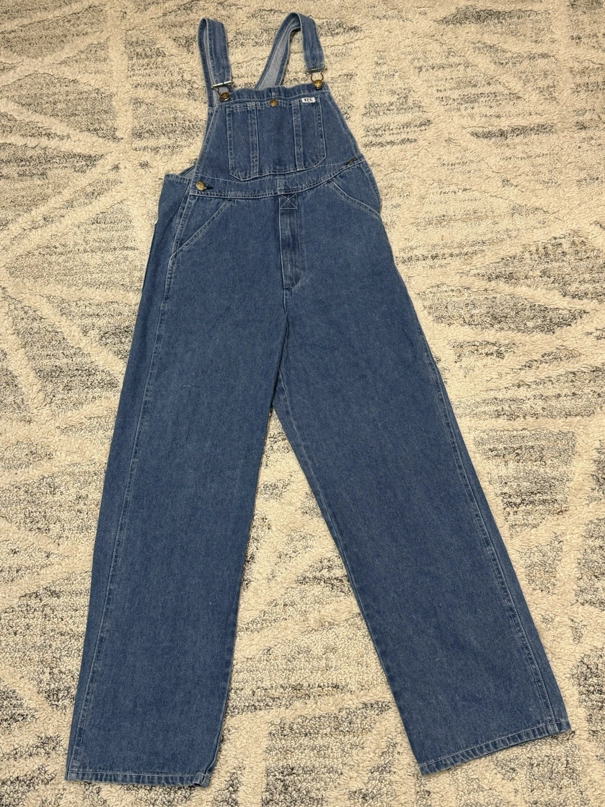 Key Apparel Blue Bib Overalls Denim Youth Size 14