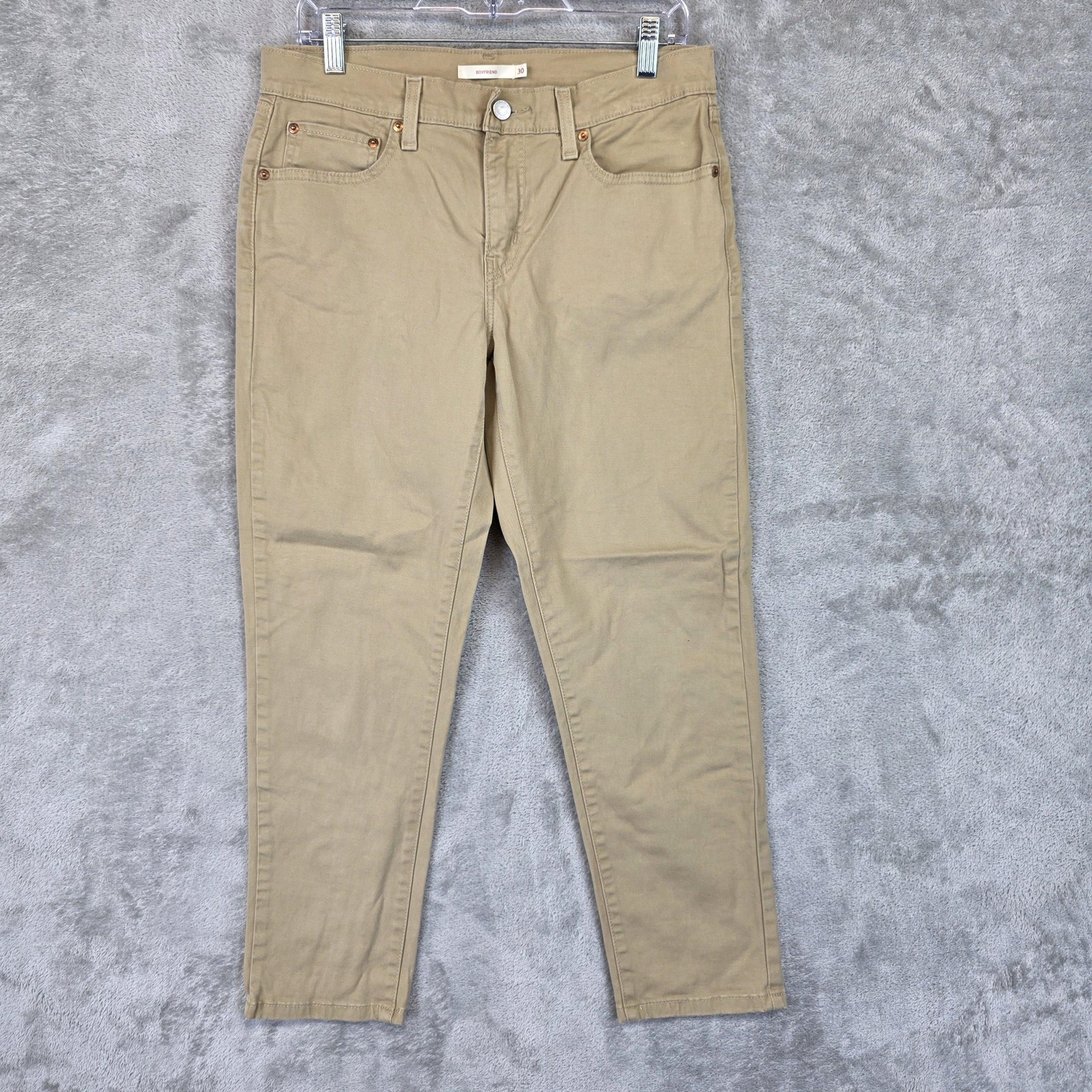 Levis Boyfriend Jeans Womens 30 Beige Khaki Mid Rise Relaxed Stretch Denim