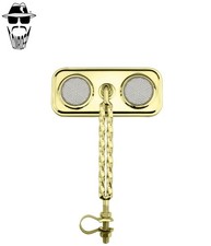 1x ORIGINAL LOWRIDER Rectangle Gold Mirror Double Square Twist White Reflectors.