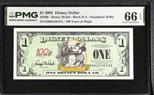 2002 1 Disney Dollar Mickey Mouse Pmg 66 Epq Disney World Block D-a 2002 1 Disney Dollar Mickey Mouse Pmg 66 Epq Disney World Block D-a
