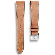 20mm Distressed Light Brown Leather Watch Band Strap with White Stitch
