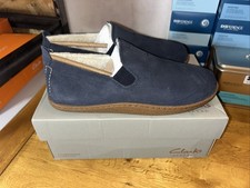 Clarks Mens Home Mocc Slipper Navy Suede Slip Ons,Slippers. New Size UK 7
