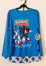 NEW Sonic The Hedgehog  Shadow Boy's Long Sleeve Top  Shorts Pajama Set Size L